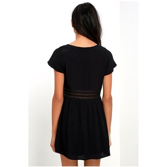 Lulu's Funky Fresh Sheer Mesh Detail Short Sleeve Mini Dress Black Size M - Picture 2 of 10